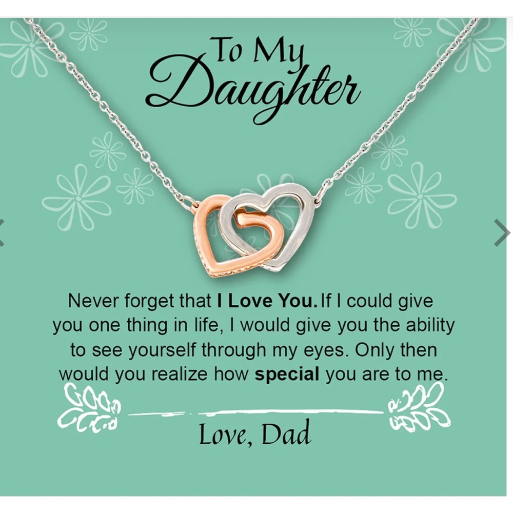 Never Forget That I Love You - Dad To Daughter Interlocking Heart Necklace